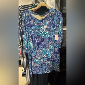 Lilly Pulitzer Blue Floral Blouse